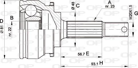 Open Parts CVJ5194.10 - Шарнірний комплект, ШРУС, приводний вал autozip.com.ua