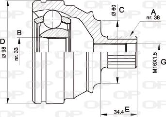 Open Parts CVJ5121.10 - Шарнірний комплект, ШРУС, приводний вал autozip.com.ua