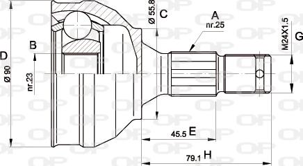 Open Parts CVJ5177.10 - Шарнірний комплект, ШРУС, приводний вал autozip.com.ua