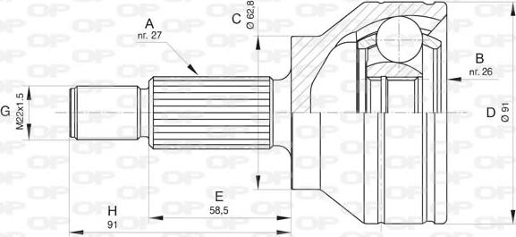 Open Parts CVJ5804.10 - Шарнірний комплект, ШРУС, приводний вал autozip.com.ua