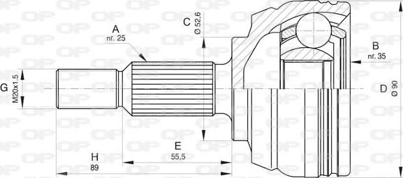 Open Parts CVJ5801.10 - Шарнірний комплект, ШРУС, приводний вал autozip.com.ua
