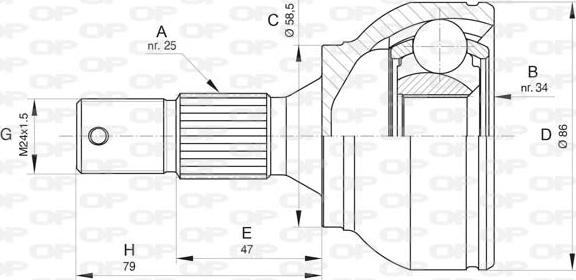 Open Parts CVJ5802.10 - Шарнірний комплект, ШРУС, приводний вал autozip.com.ua