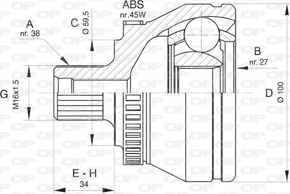 Open Parts CVJ5816.10 - Шарнірний комплект, ШРУС, приводний вал autozip.com.ua