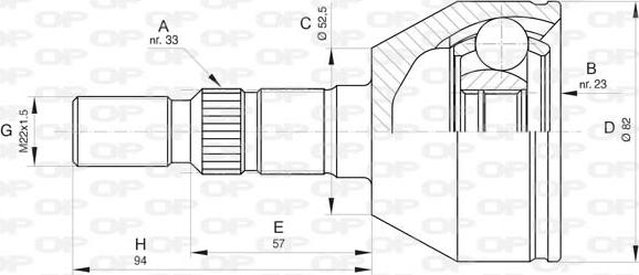 Open Parts CVJ5826.10 - Шарнірний комплект, ШРУС, приводний вал autozip.com.ua