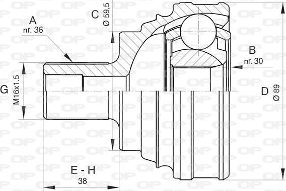 Open Parts CVJ5828.10 - Шарнірний комплект, ШРУС, приводний вал autozip.com.ua