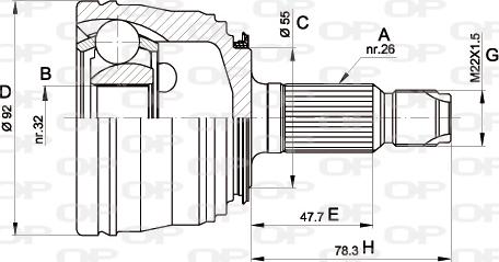 Open Parts CVJ5395.10 - Шарнірний комплект, ШРУС, приводний вал autozip.com.ua