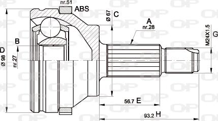 Open Parts CVJ5358.10 - Шарнірний комплект, ШРУС, приводний вал autozip.com.ua