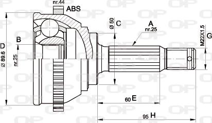 Open Parts CVJ5357.10 - Шарнірний комплект, ШРУС, приводний вал autozip.com.ua