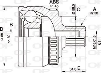 Open Parts CVJ5364.10 - Шарнірний комплект, ШРУС, приводний вал autozip.com.ua