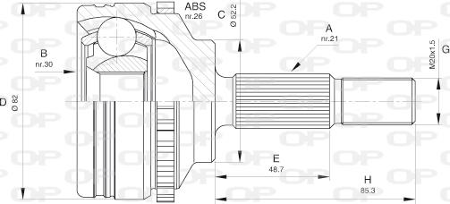 Open Parts CVJ5365.10 - Шарнірний комплект, ШРУС, приводний вал autozip.com.ua