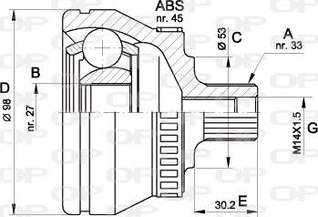 Open Parts CVJ5368.10 - Шарнірний комплект, ШРУС, приводний вал autozip.com.ua