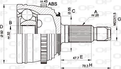 Open Parts CVJ5386.10 - Шарнірний комплект, ШРУС, приводний вал autozip.com.ua