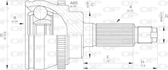 Open Parts CVJ5381.10 - Шарнірний комплект, ШРУС, приводний вал autozip.com.ua
