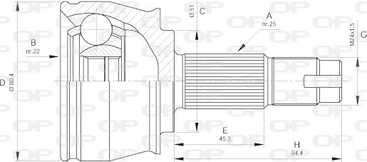 Open Parts CVJ5383.10 - Шарнірний комплект, ШРУС, приводний вал autozip.com.ua