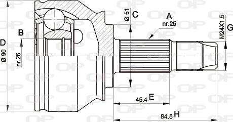 Open Parts CVJ5374.10 - Шарнірний комплект, ШРУС, приводний вал autozip.com.ua