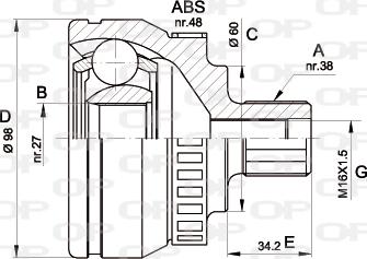 Open Parts CVJ5376.10 - Шарнірний комплект, ШРУС, приводний вал autozip.com.ua