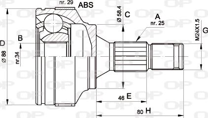 Open Parts CVJ5297.10 - Шарнірний комплект, ШРУС, приводний вал autozip.com.ua