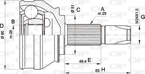 Open Parts CVJ5252.10 - Шарнірний комплект, ШРУС, приводний вал autozip.com.ua