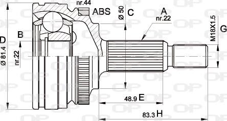 Open Parts CVJ5266.10 - Шарнірний комплект, ШРУС, приводний вал autozip.com.ua