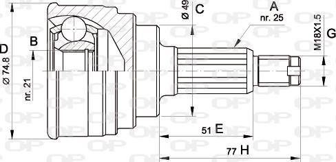 Open Parts CVJ5260.10 - Шарнірний комплект, ШРУС, приводний вал autozip.com.ua