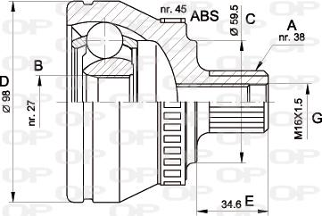 Open Parts CVJ5261.10 - Шарнірний комплект, ШРУС, приводний вал autozip.com.ua