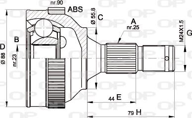 Open Parts CVJ5206.10 - Шарнірний комплект, ШРУС, приводний вал autozip.com.ua