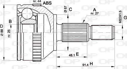 Open Parts CVJ5200.10 - Шарнірний комплект, ШРУС, приводний вал autozip.com.ua