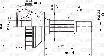 Open Parts CVJ5201.10 - Шарнірний комплект, ШРУС, приводний вал autozip.com.ua
