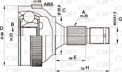 Open Parts CVJ5208.10 - Шарнірний комплект, ШРУС, приводний вал autozip.com.ua