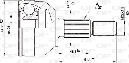 Open Parts CVJ5202.10 - Шарнірний комплект, ШРУС, приводний вал autozip.com.ua
