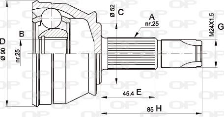 Open Parts CVJ5211.10 - Шарнірний комплект, ШРУС, приводний вал autozip.com.ua