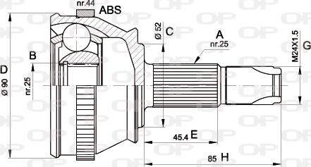 Open Parts CVJ5212.10 - Шарнірний комплект, ШРУС, приводний вал autozip.com.ua