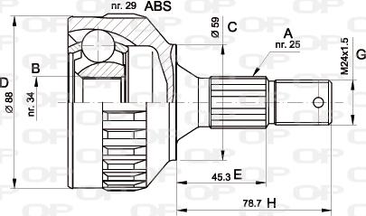 Open Parts CVJ5287.10 - Шарнірний комплект, ШРУС, приводний вал autozip.com.ua