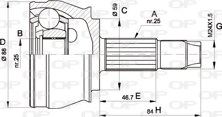 Open Parts CVJ5239.10 - Шарнірний комплект, ШРУС, приводний вал autozip.com.ua