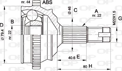 Open Parts CVJ5225.10 - Шарнірний комплект, ШРУС, приводний вал autozip.com.ua
