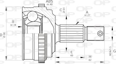 Open Parts CVJ5220.10 - Шарнірний комплект, ШРУС, приводний вал autozip.com.ua