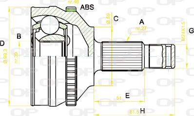Open Parts CVJ5222.10 - Шарнірний комплект, ШРУС, приводний вал autozip.com.ua