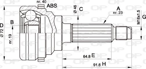 Open Parts CVJ5274.10 - Шарнірний комплект, ШРУС, приводний вал autozip.com.ua