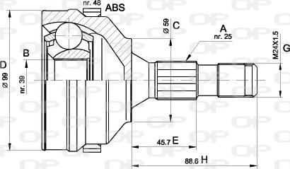 Open Parts CVJ5275.10 - Шарнірний комплект, ШРУС, приводний вал autozip.com.ua