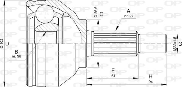 Open Parts CVJ5740.10 - Шарнірний комплект, ШРУС, приводний вал autozip.com.ua