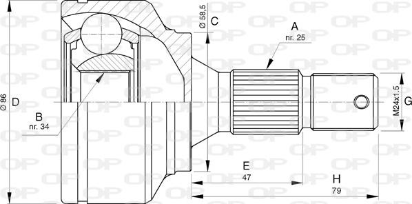 Open Parts CVJ5741.10 - Шарнірний комплект, ШРУС, приводний вал autozip.com.ua