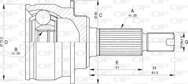 Open Parts CVJ5748.10 - Шарнірний комплект, ШРУС, приводний вал autozip.com.ua