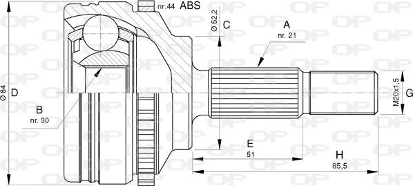 Open Parts CVJ5743.10 - Шарнірний комплект, ШРУС, приводний вал autozip.com.ua