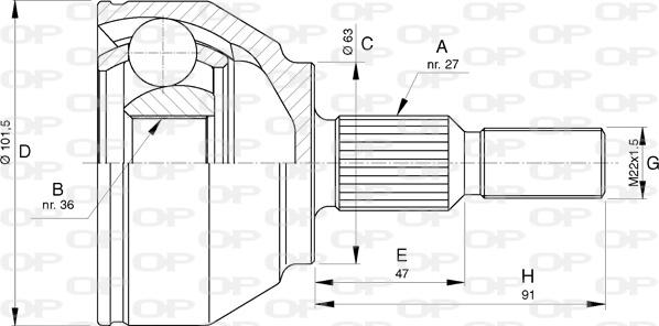 Open Parts CVJ5756.10 - Шарнірний комплект, ШРУС, приводний вал autozip.com.ua