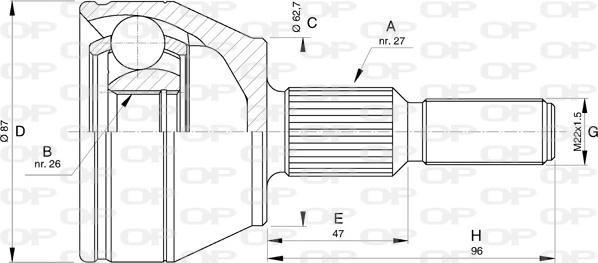 Open Parts CVJ5751.10 - Шарнірний комплект, ШРУС, приводний вал autozip.com.ua