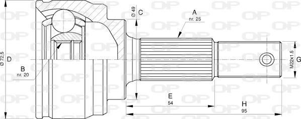 Open Parts CVJ5752.10 - Шарнірний комплект, ШРУС, приводний вал autozip.com.ua