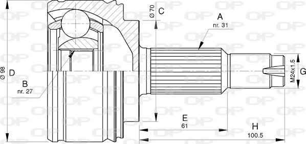 Open Parts CVJ5769.10 - Шарнірний комплект, ШРУС, приводний вал autozip.com.ua