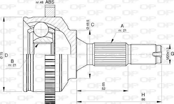 Open Parts CVJ5764.10 - Шарнірний комплект, ШРУС, приводний вал autozip.com.ua