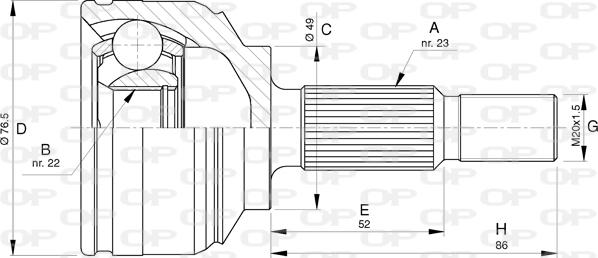 Open Parts CVJ5763.10 - Шарнірний комплект, ШРУС, приводний вал autozip.com.ua
