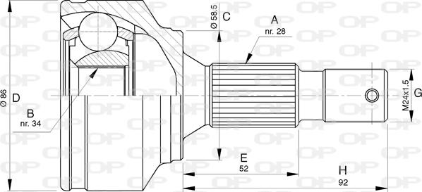 Open Parts CVJ5767.10 - Шарнірний комплект, ШРУС, приводний вал autozip.com.ua